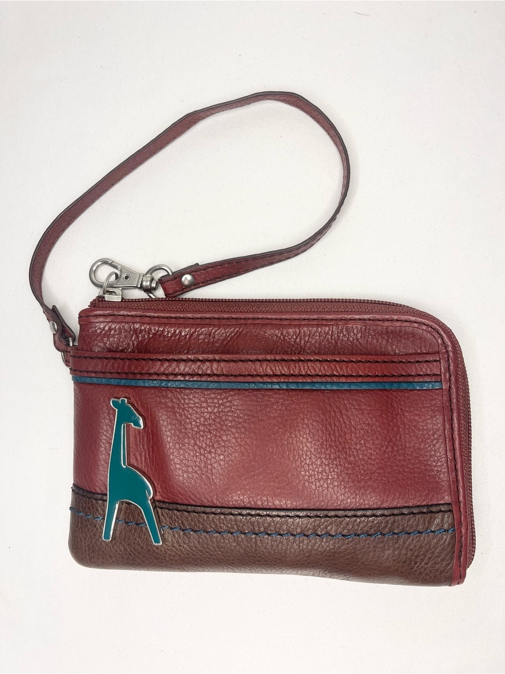 Fossil Vintage Rare Safari Giraffe Accent Leather Wristlet EUC